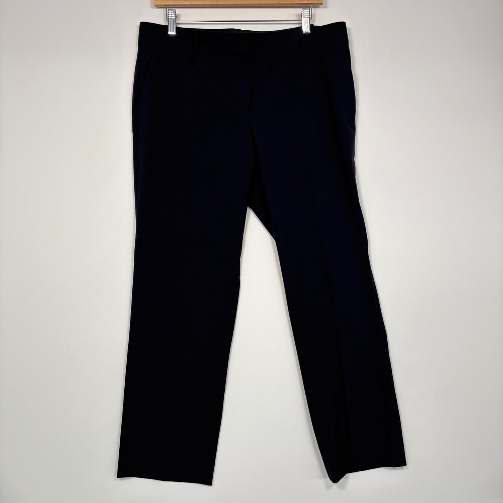 Ann Taylor Women Dress Pants 12P Navy Blue Straight Leg Stretch 414437